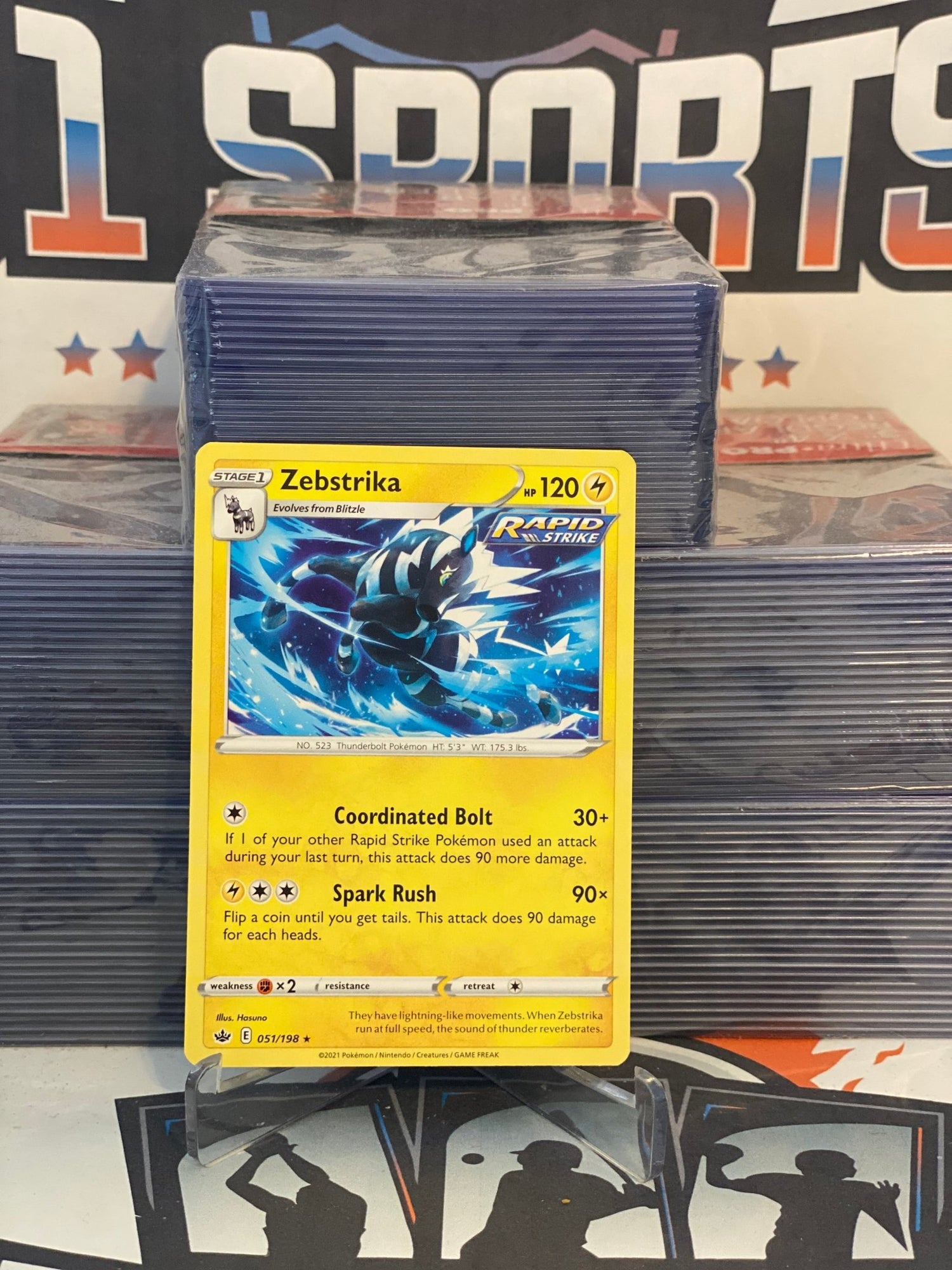 Pokemon TCG: Chilling Reign - Zebstrika (Rare) #51 $1 Sports Cards Pokemon TCG: Chilling Reign - Zebstrika (Rare) #51 $1 Sports Cards