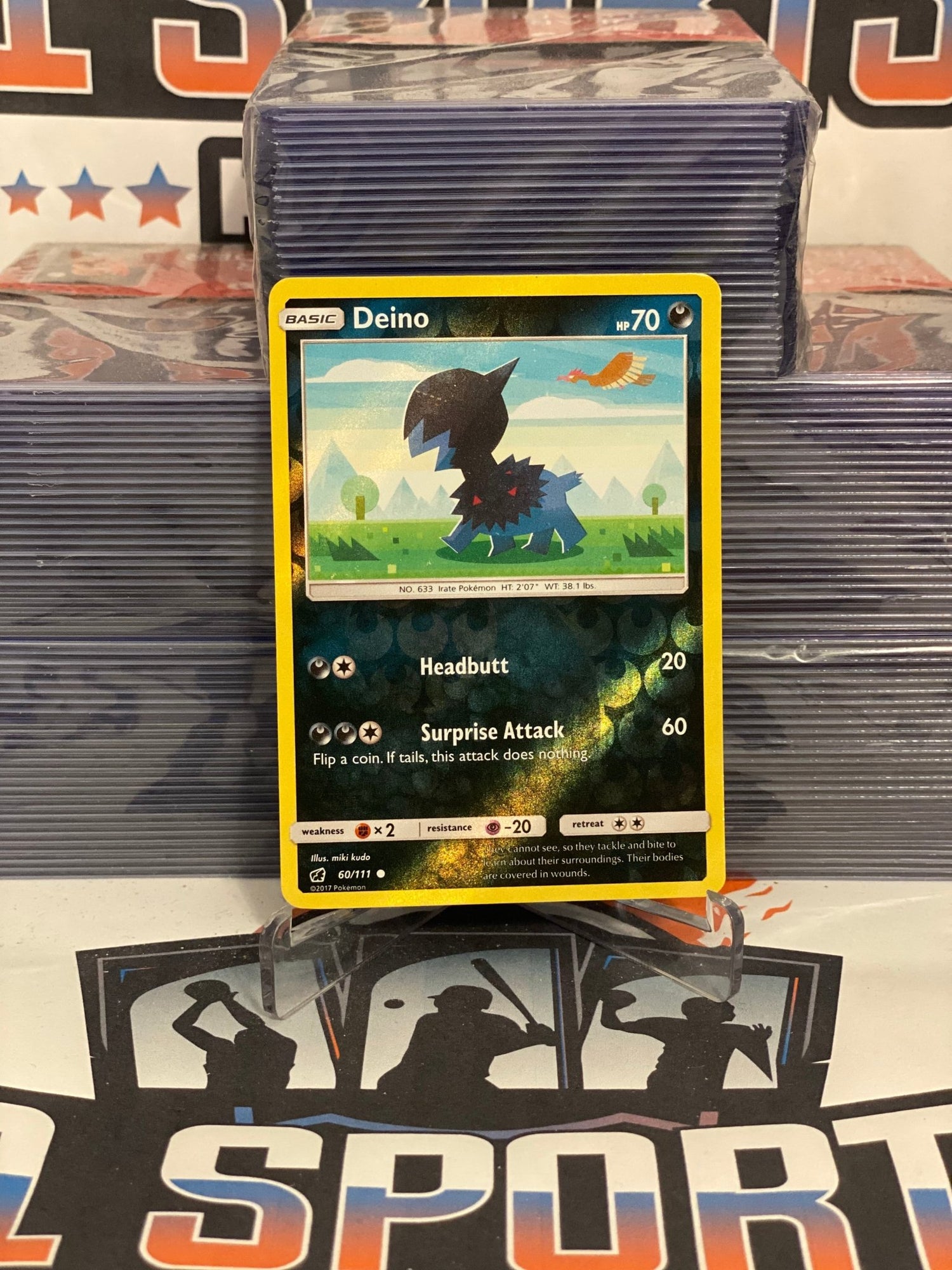 Pokemon TCG: Crimson Invasion - Deino (Holo, Common) #60 $1 Sports Cards Pokemon TCG: Crimson Invasion - Deino (Holo, Common) #60 $1 Sports Cards