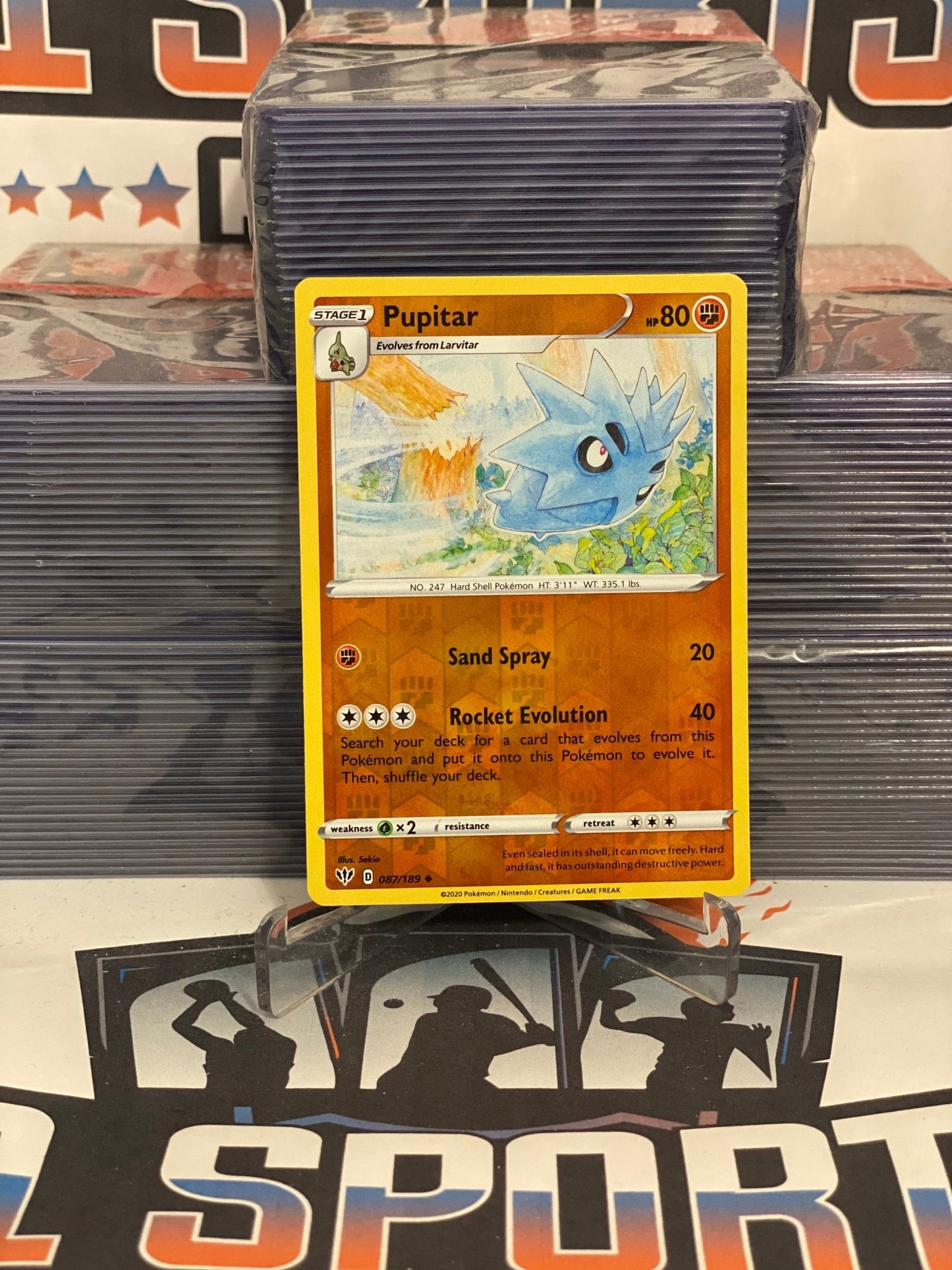 Pokemon TCG: Darkness Ablaze - Pupitar (Holo, Uncommon) #87