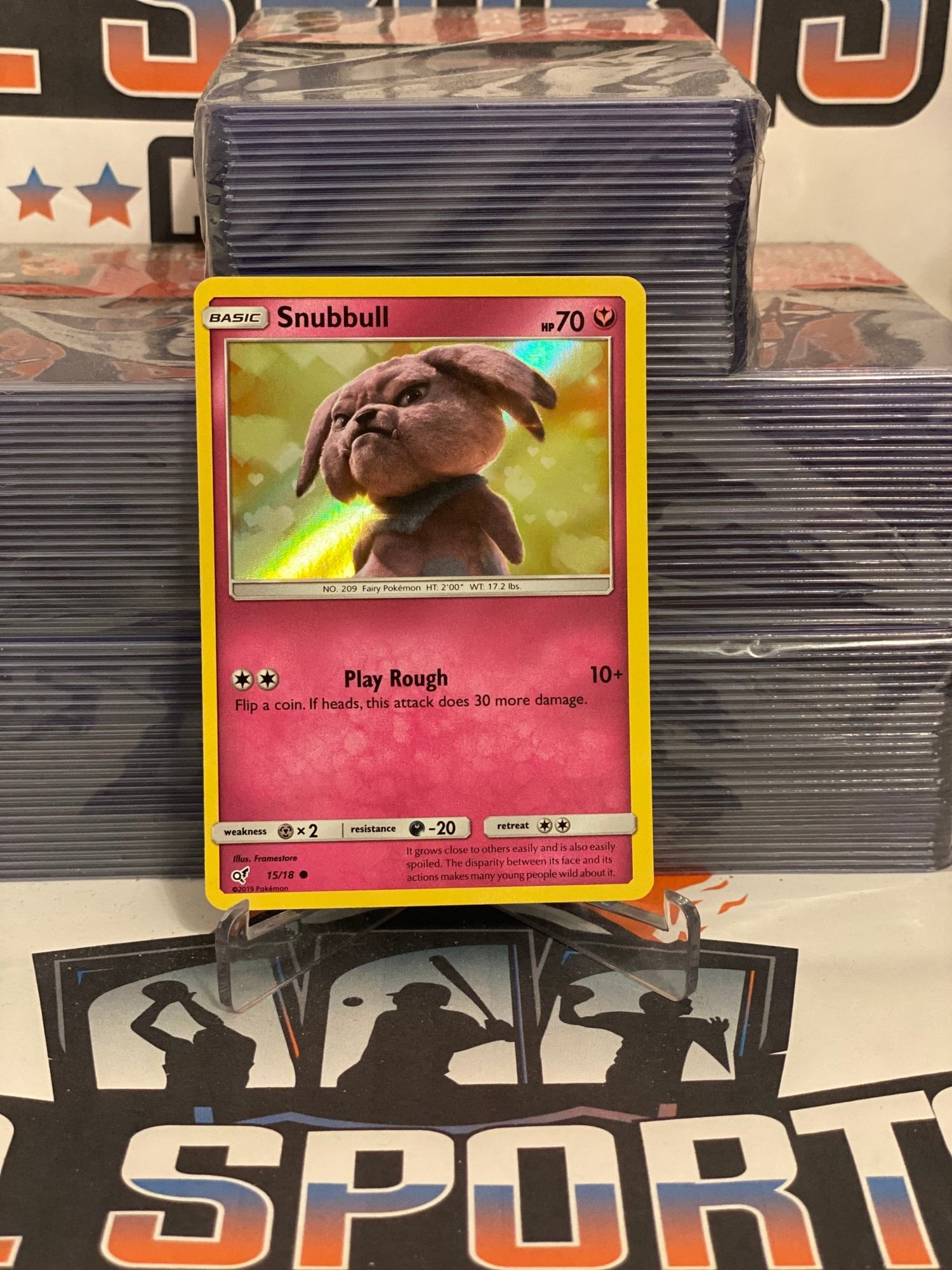 Pokemon TCG: Detective Pikachu - Snubbull (Holo, Common) #15 $1 Sports Cards Pokemon TCG: Detective Pikachu - Snubbull (Holo, Common) #15 $1 Sports Cards