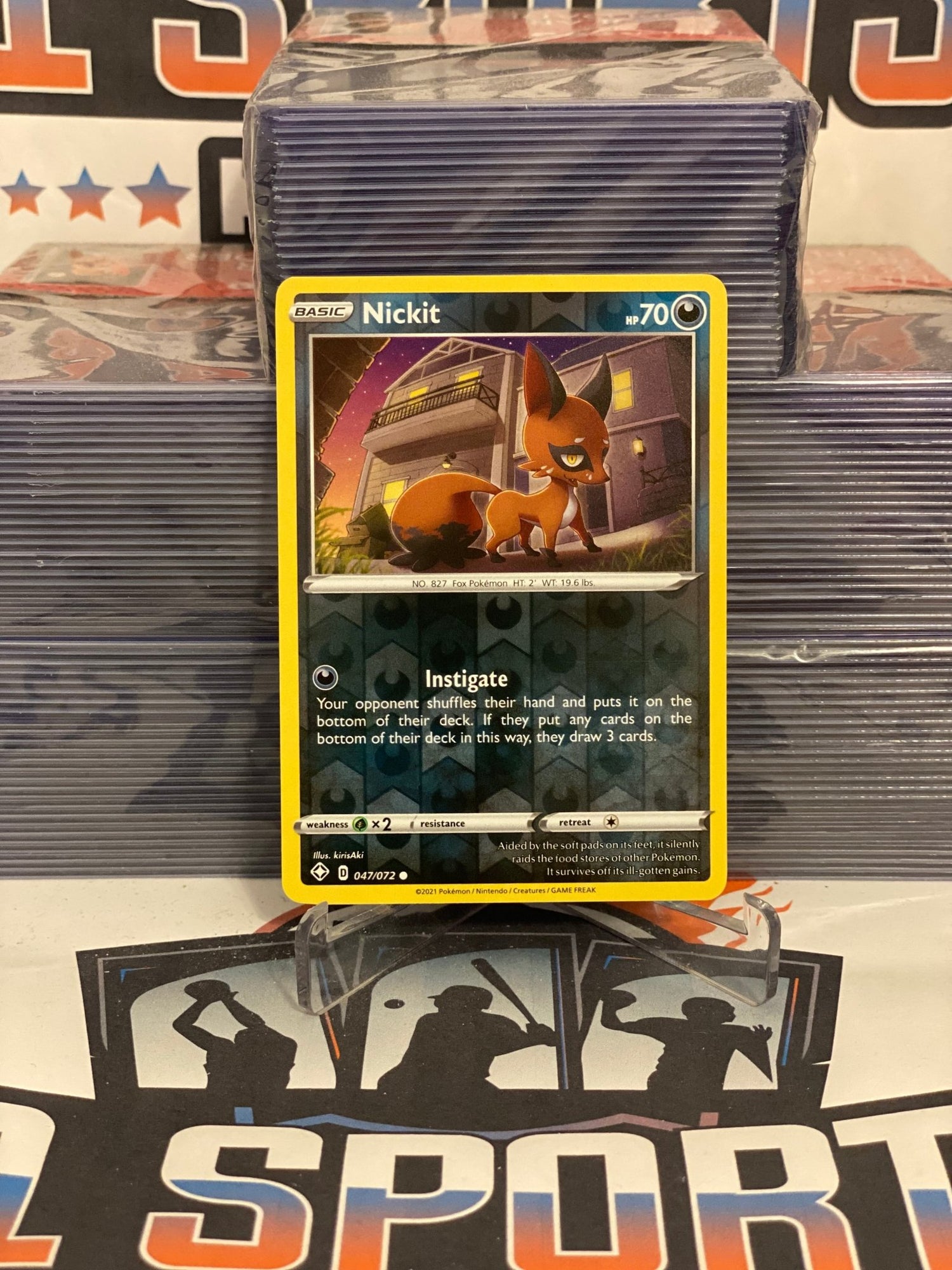 Pokemon TCG: Shining Fates - Nickit (Reverse Holo, Common) #47 $1 Sports Cards Pokemon TCG: Shining Fates - Nickit (Reverse Holo, Common) #47 $1 Sports Cards