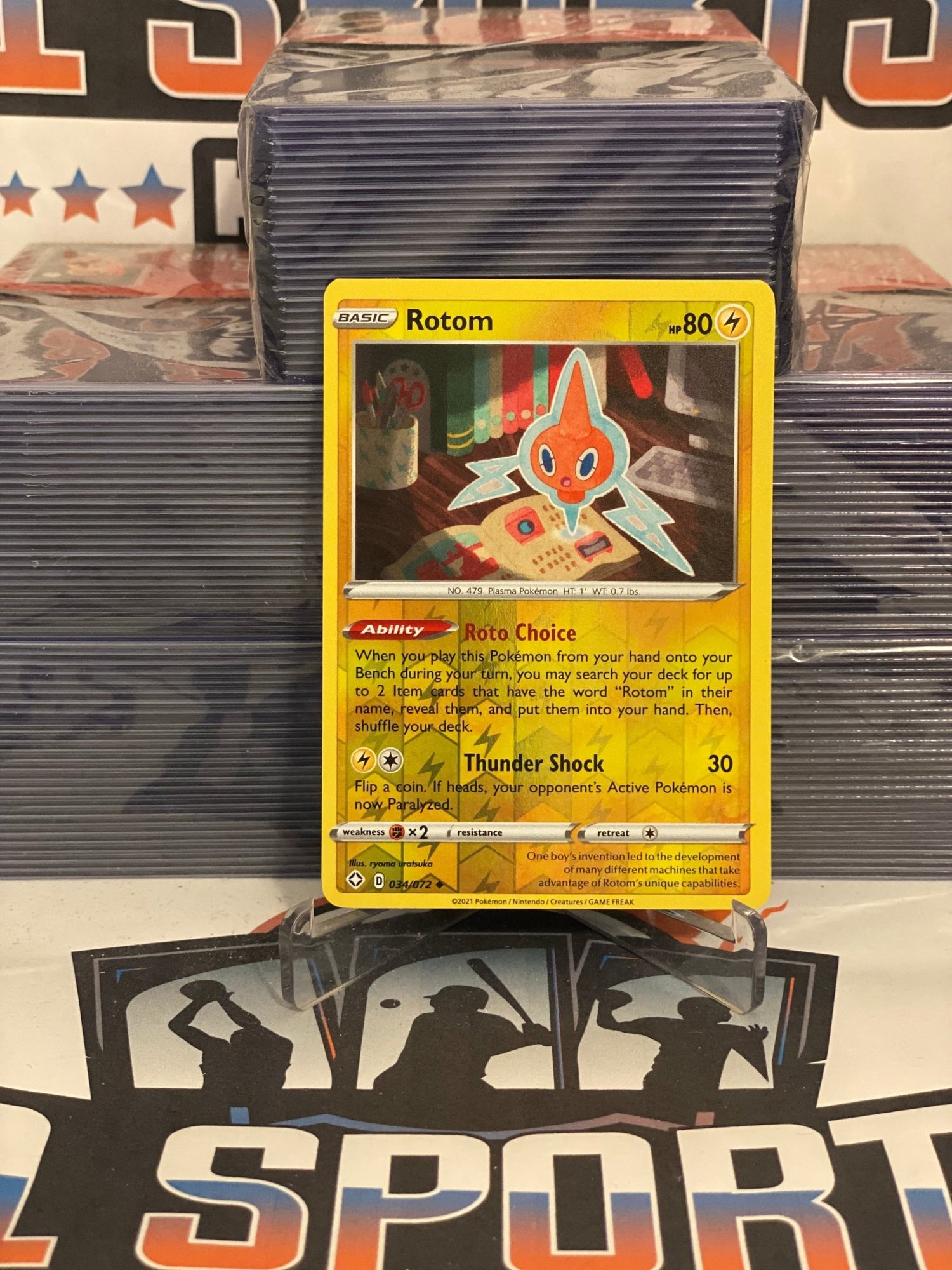Pokemon TCG: Shining Fates - Rotom (Holo, Uncommon) #34 $1 Sports Cards Pokemon TCG: Shining Fates - Rotom (Holo, Uncommon) #34 $1 Sports Cards