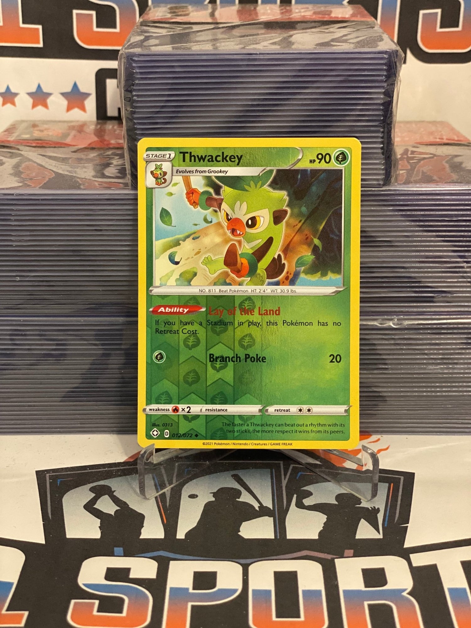 Pokemon TCG: Shining Fates - Thwackey (Holo, Common) #12